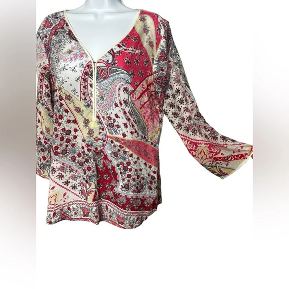 SUNDANCE CATALOG Terreza Paisley Top Size Small‎ Crochet Fringe Detail - Picture 2 of 6